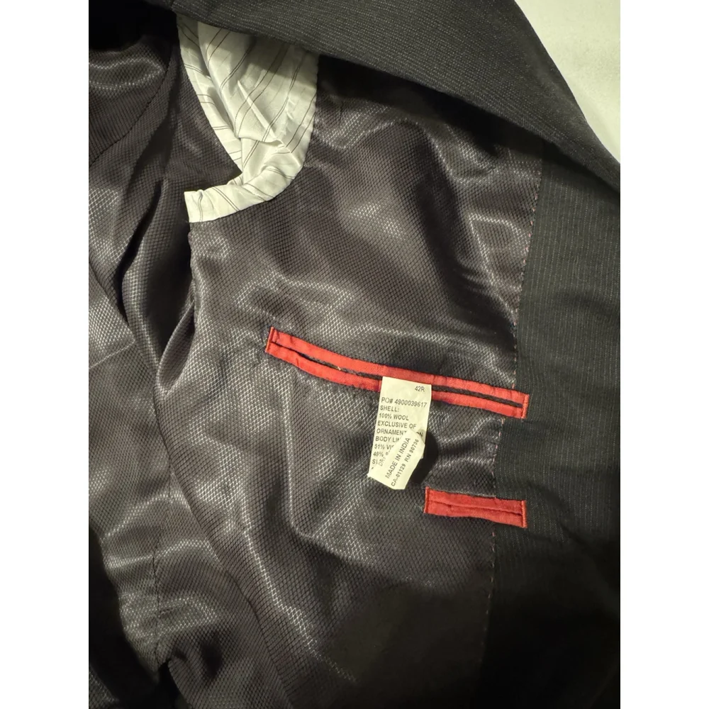 Alfani Mens Size 42R Slim-Fit Stretch Charcoal Black Suit Jacket Wool Blazer